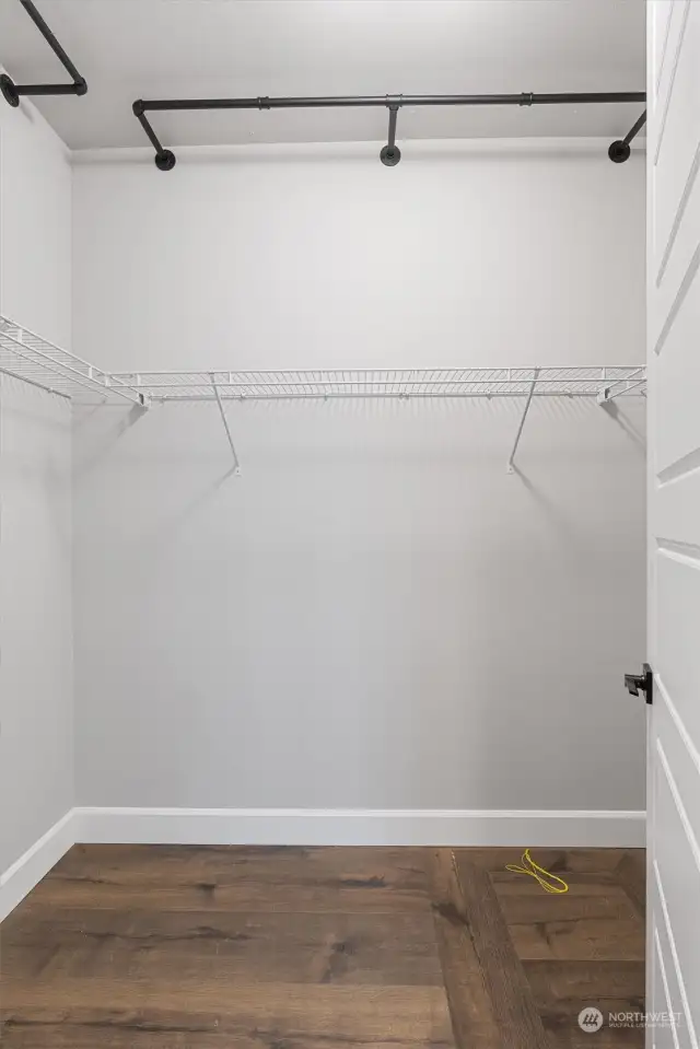 Expansive master walk-in closet.