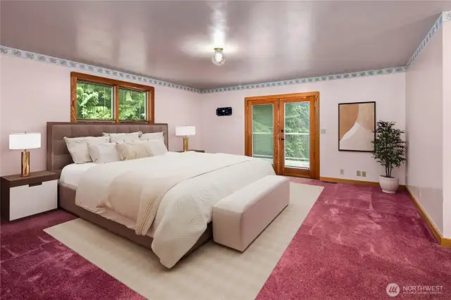 Primary Bedroom with French Doors to Deck