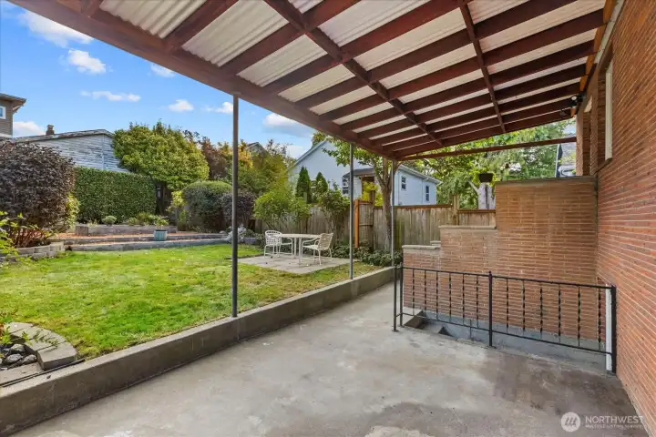 Covered patio for outdoor entertainment all season long.