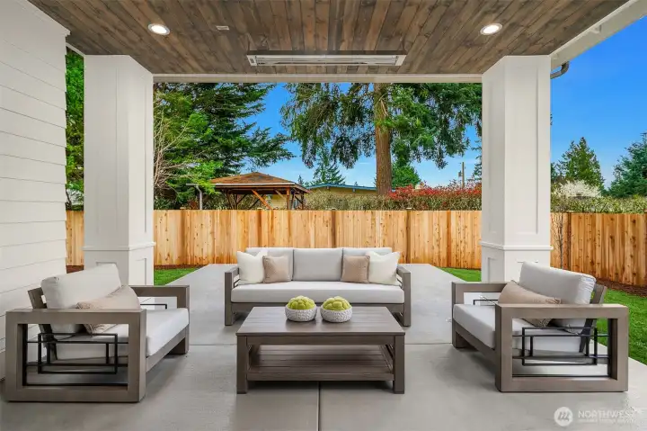 Secluded outdoor covered living area