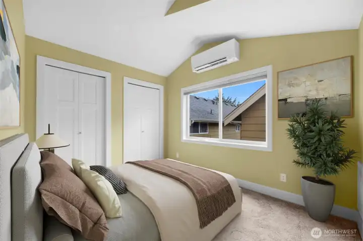 Virtual Staging  A well-appointed secondary bedroom offers ample storage and versatile space, making it ideal for guests, a home office, or everyday living. Bright and functional, it provides both comfort and practicality within a thoughtfully designed layout.