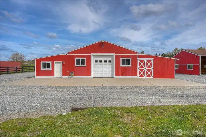 The horse haven - eight stall show barn, with tack room, feed/ hay storage with dual access in both the stall breezeway and 14' X 48' feed storage area - barn is complete with both power & water.