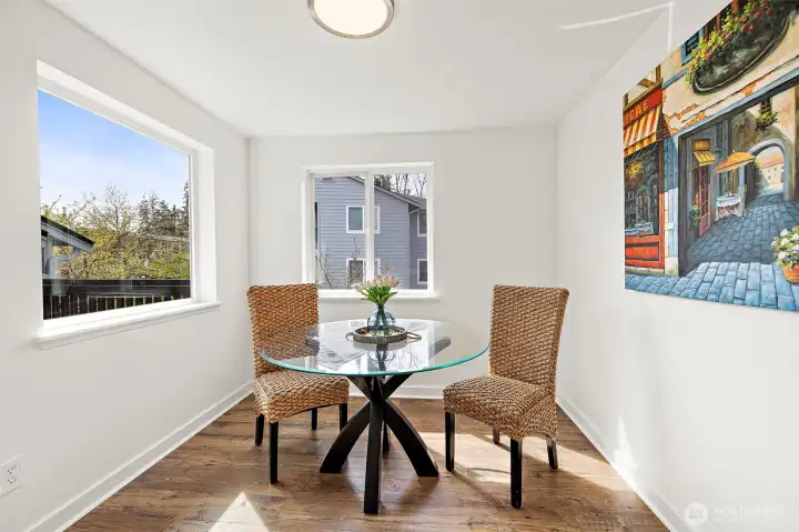 Dining area an abundance of natural light.
