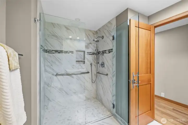 another angle hall bath with heated floors