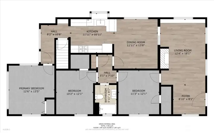 Floor plan main level. Great floor plan with seamless flow throughout. Including 3 bedrooms on the main level.