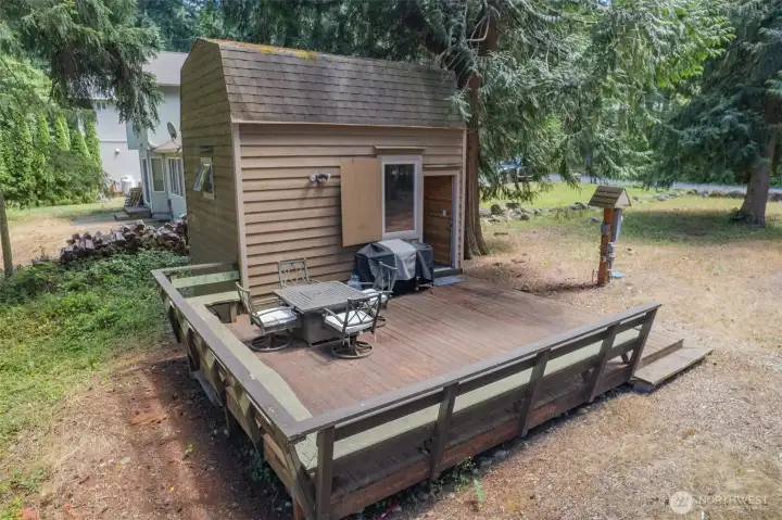 Cabin with large deck for entertaining Cabin with large deck for entertaining