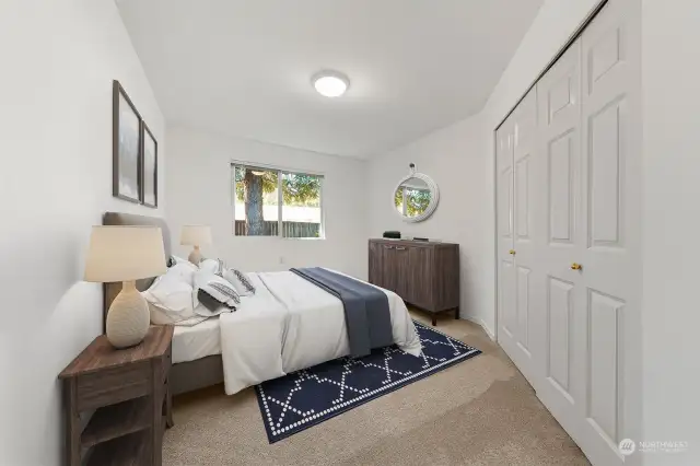 Guest Bedroom with lots of closet space!  (Virtually Staged)