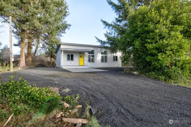 Home is nestled among the trees and has some privacy.