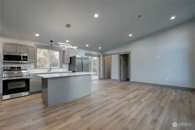 Beautiful open concept living/kitchen and dining area.