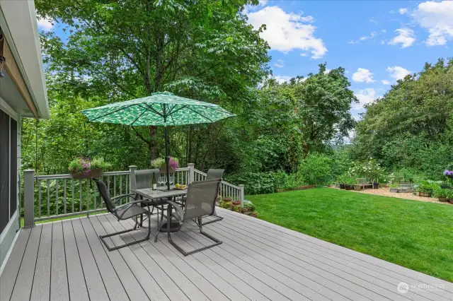 Entertainment sized overlooks lush yard & garden area.