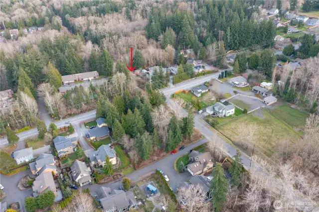 The arrow indicates a trailhead that leads to - among other places - Galbraith Mt. World-class mountain biking at your doorstep!