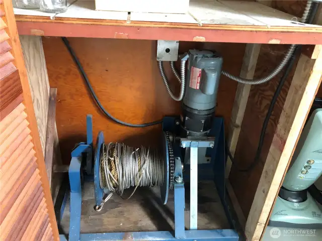 Winch in basement to launch boat in Hood Canal