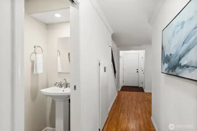 A conveniently located bathroom on the main floor makes this home perfect for entertaining family and friends.