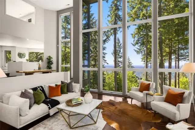 The home was designed with multiple levels to create an open and airy feel and to maximize the views from every room.