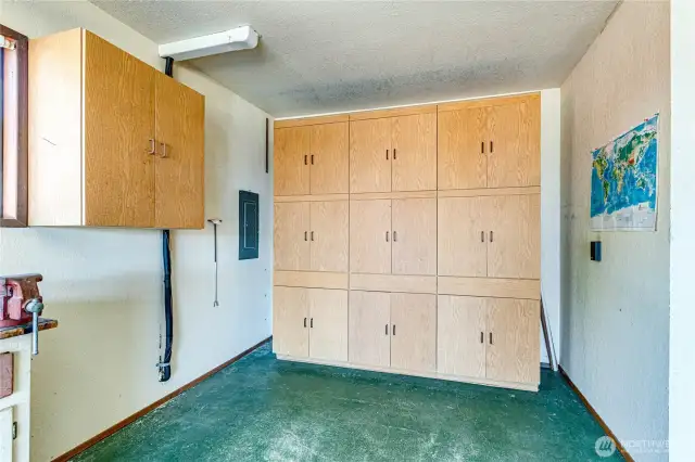 Extra storage in extra deep garage.