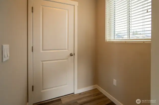 Mud room right off of garage perfect for keeping garage things in the garage!