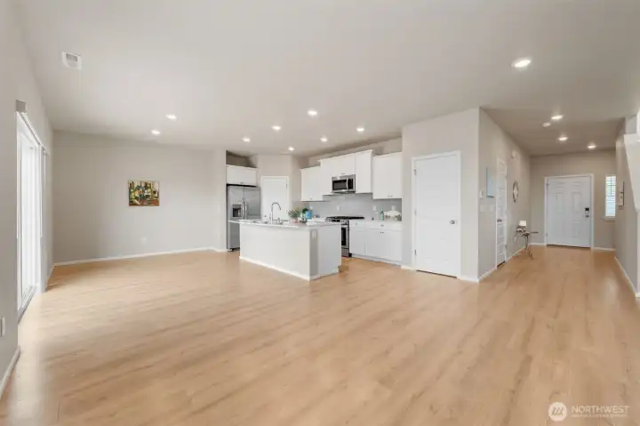 Another view of the main floor-The kitchen and dining areas.