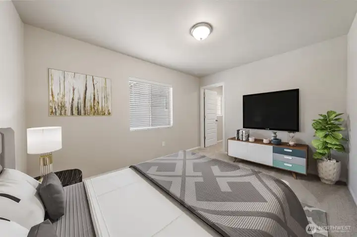 2nd bedroom upstairs with virtual staging.