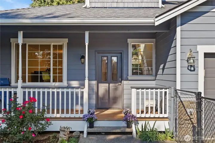 Inviting south facing front porch