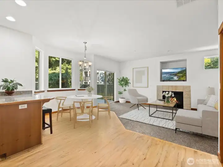 Dining area and Livingroom virtually staged