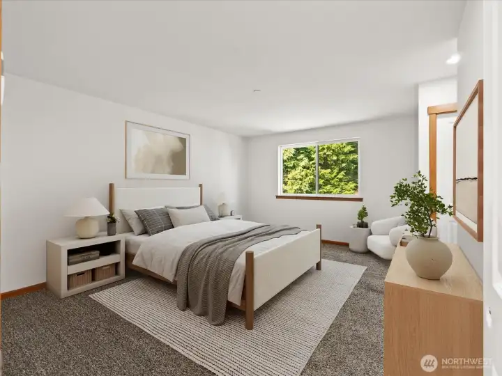 Primary bedroom virtually staged