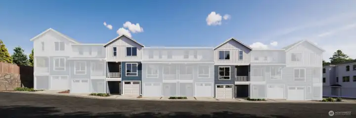 Image is a rendering. Photographs are for illustrative purposes only. Features, finishes, interior/exterior colors, landscaping and floorplan shown may vary from actual homes built.