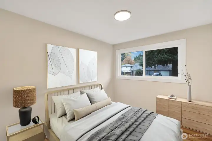 2nd bedroom upstairs. virtual staging