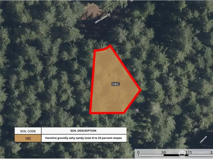 USDA Soil Map with approximate boundaries in red.