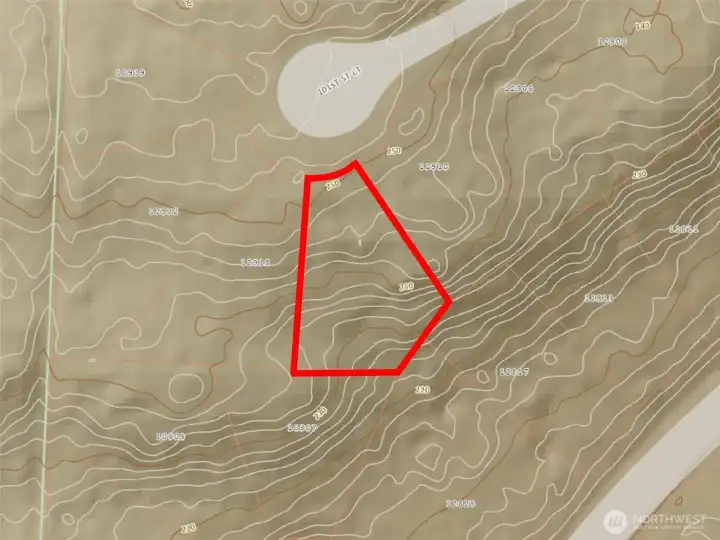 Overhead view with approximate boundaries in red.