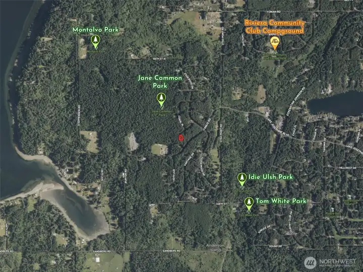 Overhead view with approximate boundaries in red.