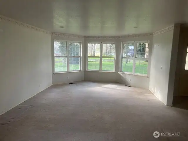Bay window in living room.