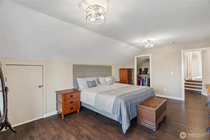 Primary bedroom with walk-in closet