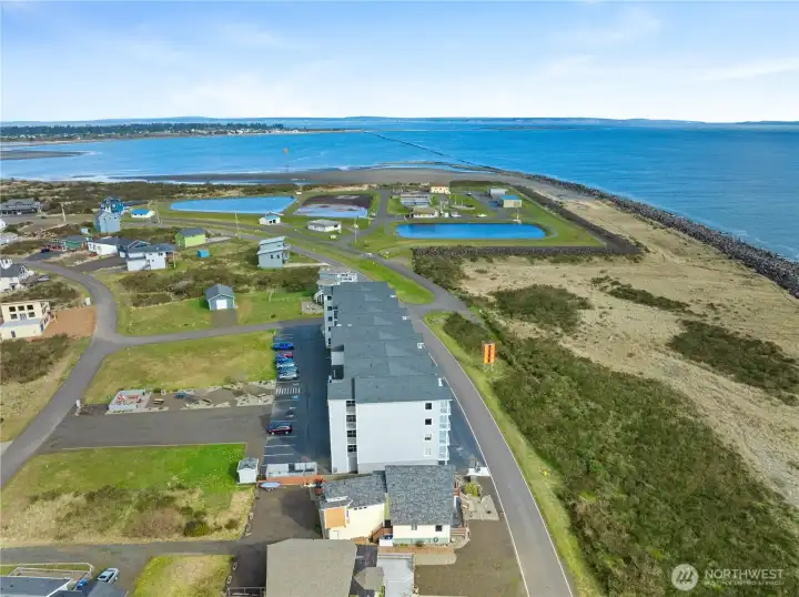 View to the bay & ocean to the right. Mt. Rainier straight ahead on a clearer day!