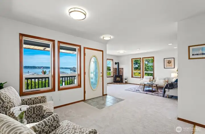 Open-concept kitchen, dining, and living area