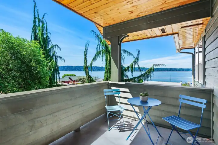 Serene views from the private primary deck bedroom