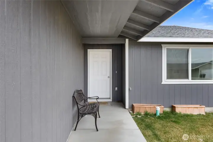 Covered walkway to the front door.