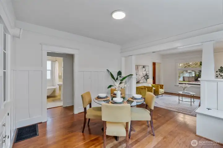 Go through dining to bedrooms and bathroom