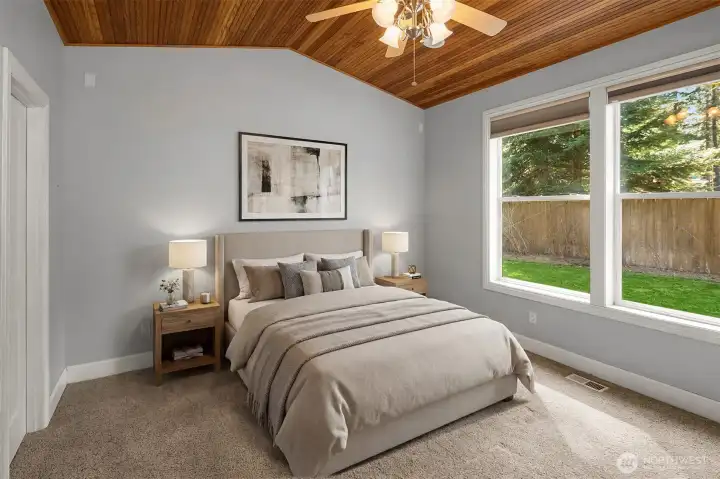 Virtually staged primary suite