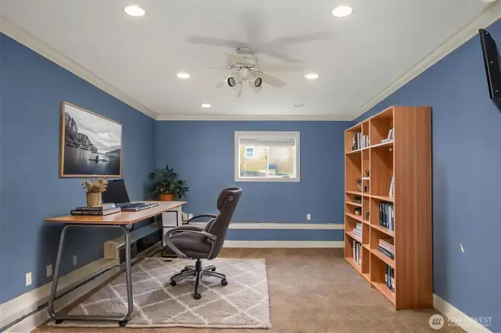 Virtually staged home office in detached "cabana" room