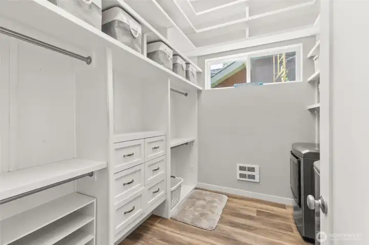 Built in closet area off primary with the washer and dryer makes it super convenient to do the laundry. Built in closet area off primary with the washer and dryer makes it super convenient to do the laundry.