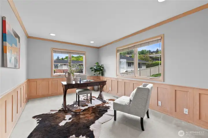 East-facing main floor office can easily be converted to a nursery or extra bedroom.