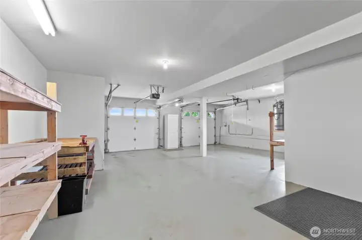 Extra-deep garage - room for shop, outdoor gear or extra storage.