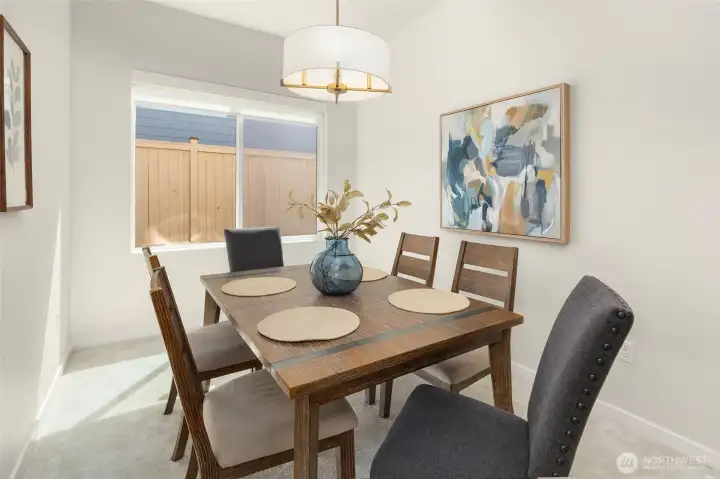 A separate dining room is located just off the entry and next to the kitchen. Or, you can think of this as a flex space….a gym, office, library?
