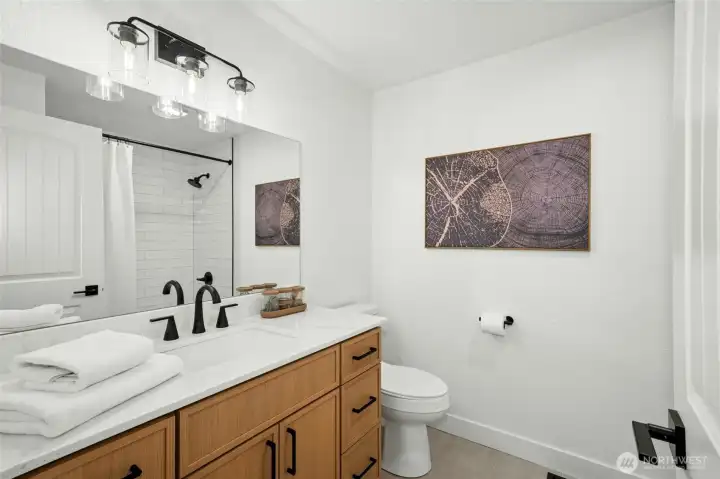 Main hall bathroom upstairs completely remodeled. Main hall bathroom upstairs completely remodeled.