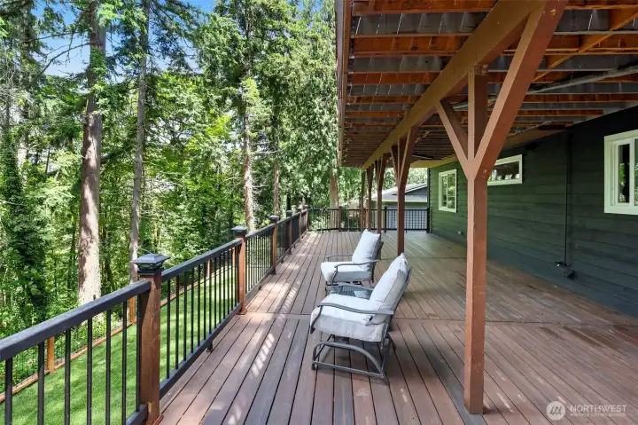 Huge, expansive lower deck offers additional space to play or add a hot tub. Huge, expansive lower deck offers additional space to play or add a hot tub.