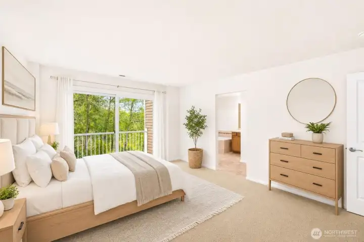 Primary bedroom, a private escape upstairs. Primary bedroom, a private escape upstairs.