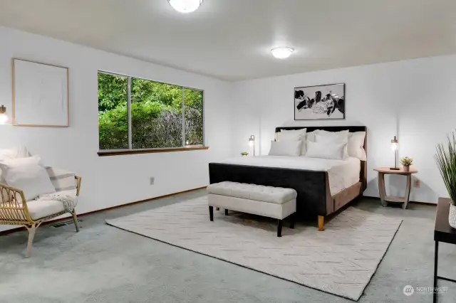 Primary Bedroom w/ gorgeous view of private backyard