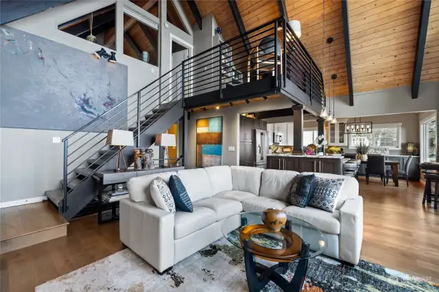 Stairs leading to the open flex space and primary bedroom.