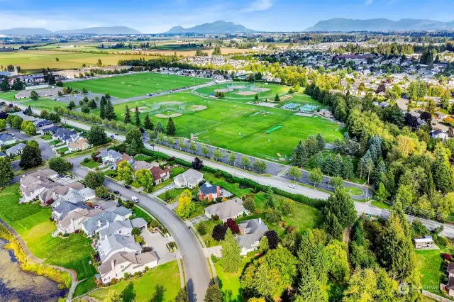 Bender Fields is just behind the home & across the street.