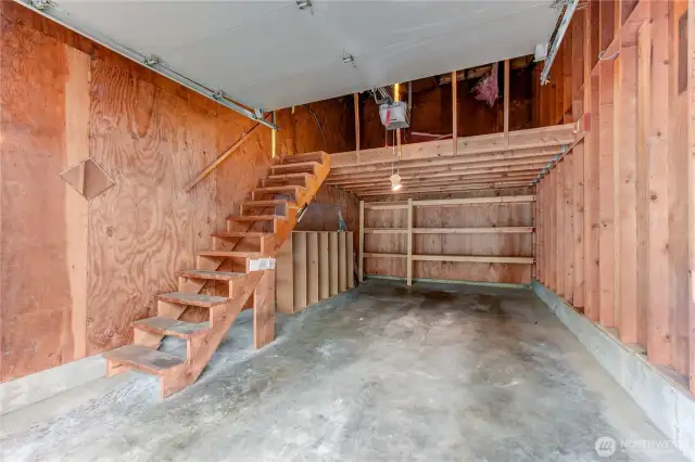 Your garage has plenty of room for bicycles, etc. and a storage loft for all those rarely used items.